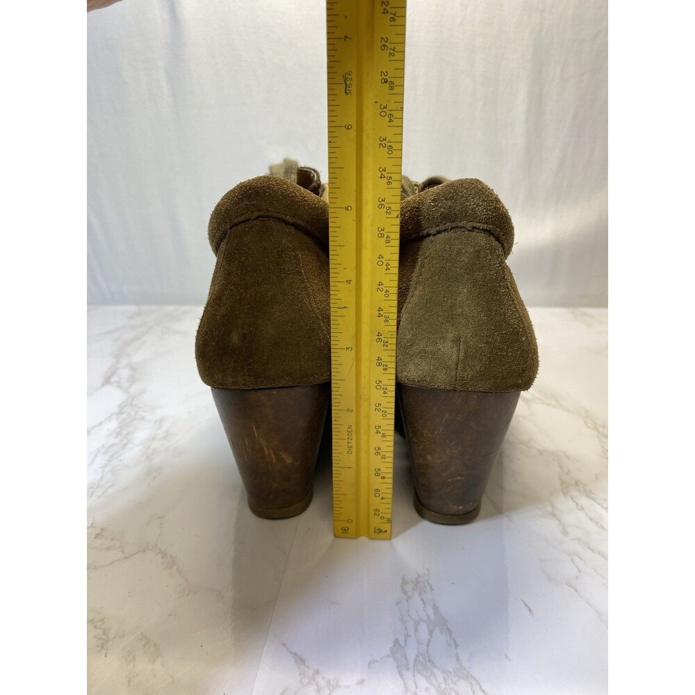 Very Volatile Moby Brown Green Suede Stacked Wedge Boot Women's Size 6 Lace Up - Picture 8 of 10
